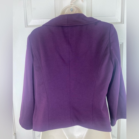 Calvin Klein Purple Open Front Ruffled Jacket Blazer in Plum Size 4 Petite - Picture 3 of 4